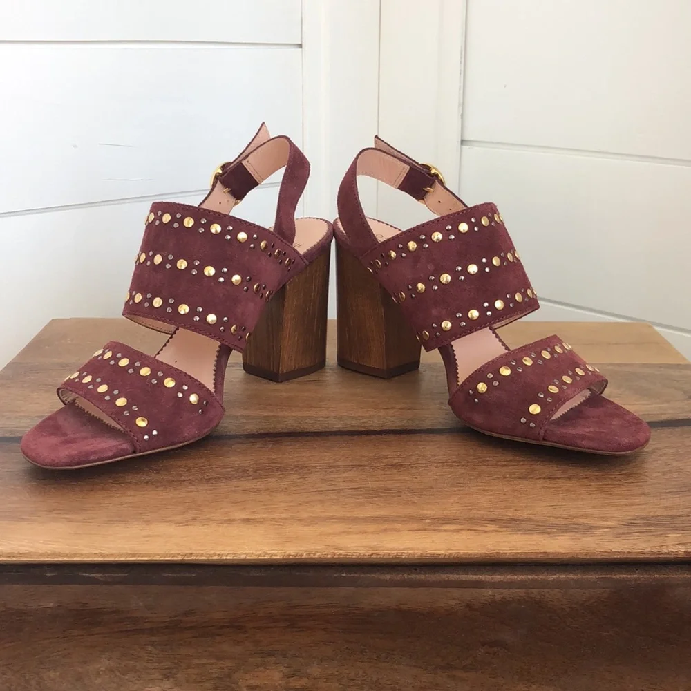 New J. Crew Made in Italy Leather Block heel Sandals. - Picture 6 of 17
